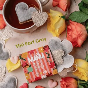 Coffret Mama Earl Grey sachets cœur paillettes dorées
