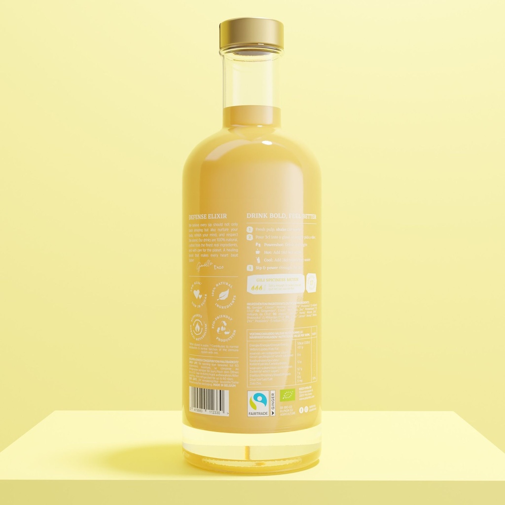 GILI Defense Elixir gingembre citron bio flacon 500ml arrière