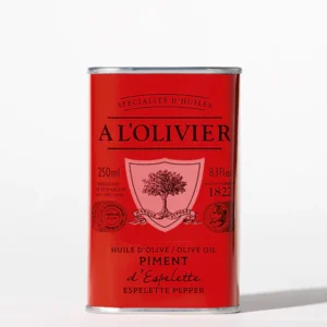 Huile d'olive infusée au piment d'Espelette A l'Olivier - boîte 250ml