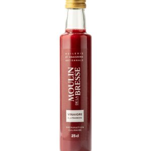 vinaigre à la pulpe de framboise en bouteille