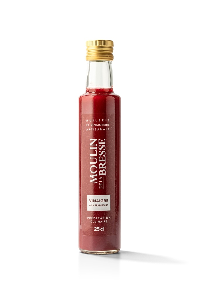 vinaigre à la pulpe de framboise en bouteille