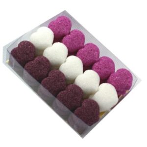 Mini sucres roses violets et blancs en forme de cœur