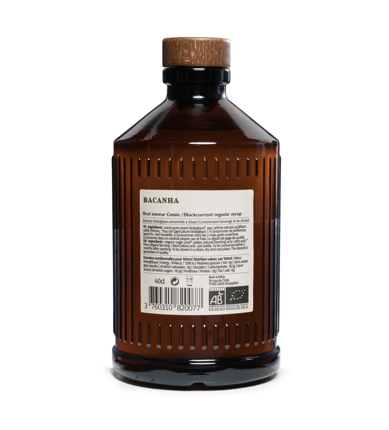 Sirop de cassis biologique Bacanha flacon 40cl