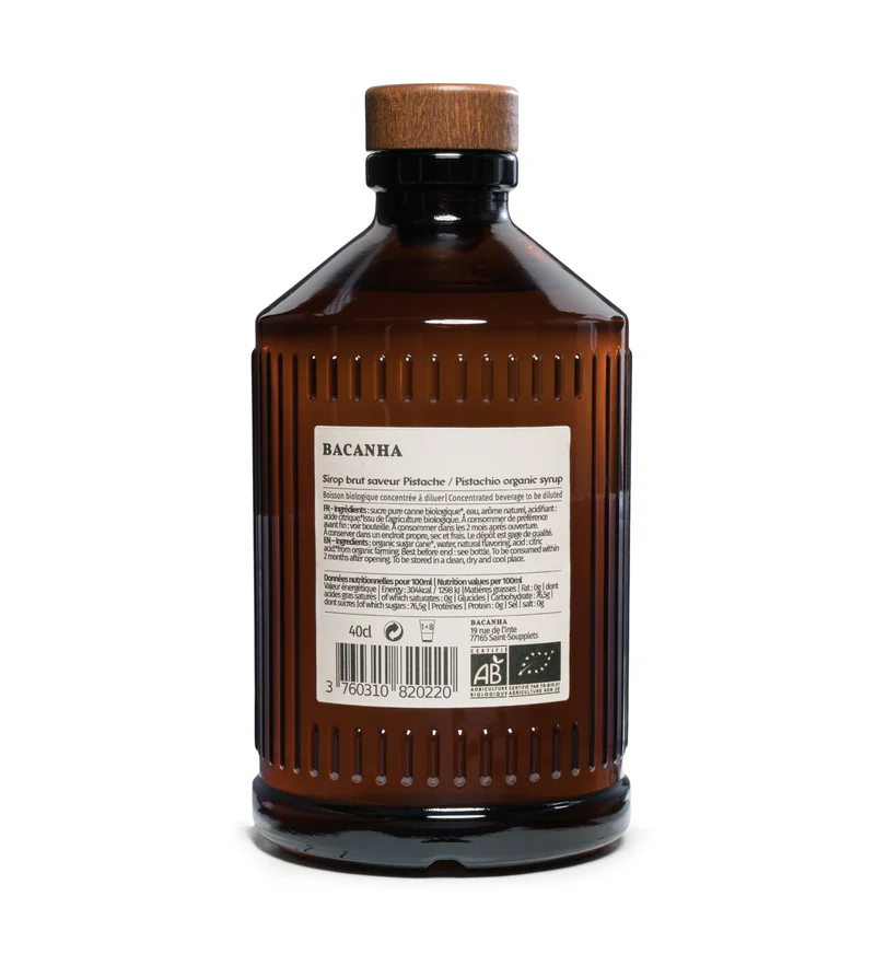 Sirop de pistache bio Bacanha bouteille 400ml