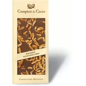 Tablette de chocolat au lait gourmande aux amandes caramélisées 90g