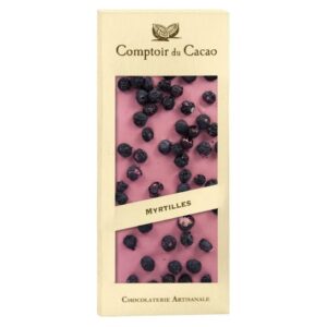 Tablette de chocolat gourmande ruby aux myrtilles 90g