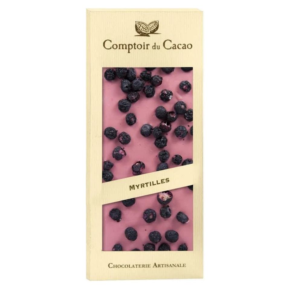 Tablette de chocolat gourmande ruby aux myrtilles 90g